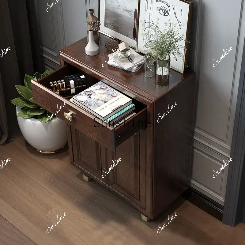 New Chinese-style environmentally friendly solid wood shoe cabinet, small apartment with two doors, large-capacity storage  FT