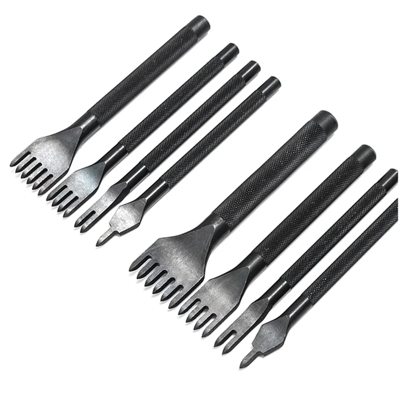 

P4-8 шт., 3 мм, 4 мм, 1/2/4/6 зубца, дюймовое долото, инструменты для рукоделия из кожи, дырокол, шнуровка, шитье, перфорированные инструменты для рукоделия из кожи