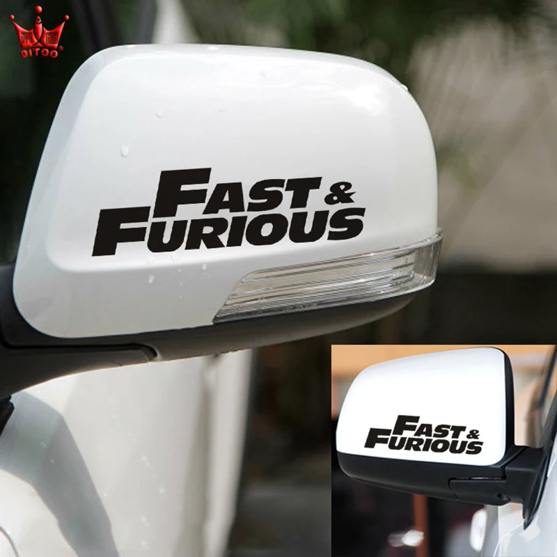 1 PAIR Fast Furious Design Car Rear View Mirror Stickers and Decals Vinyl for Bmw e92,Mazda cx5,Citroen c5,Volvo xc90,Skoda