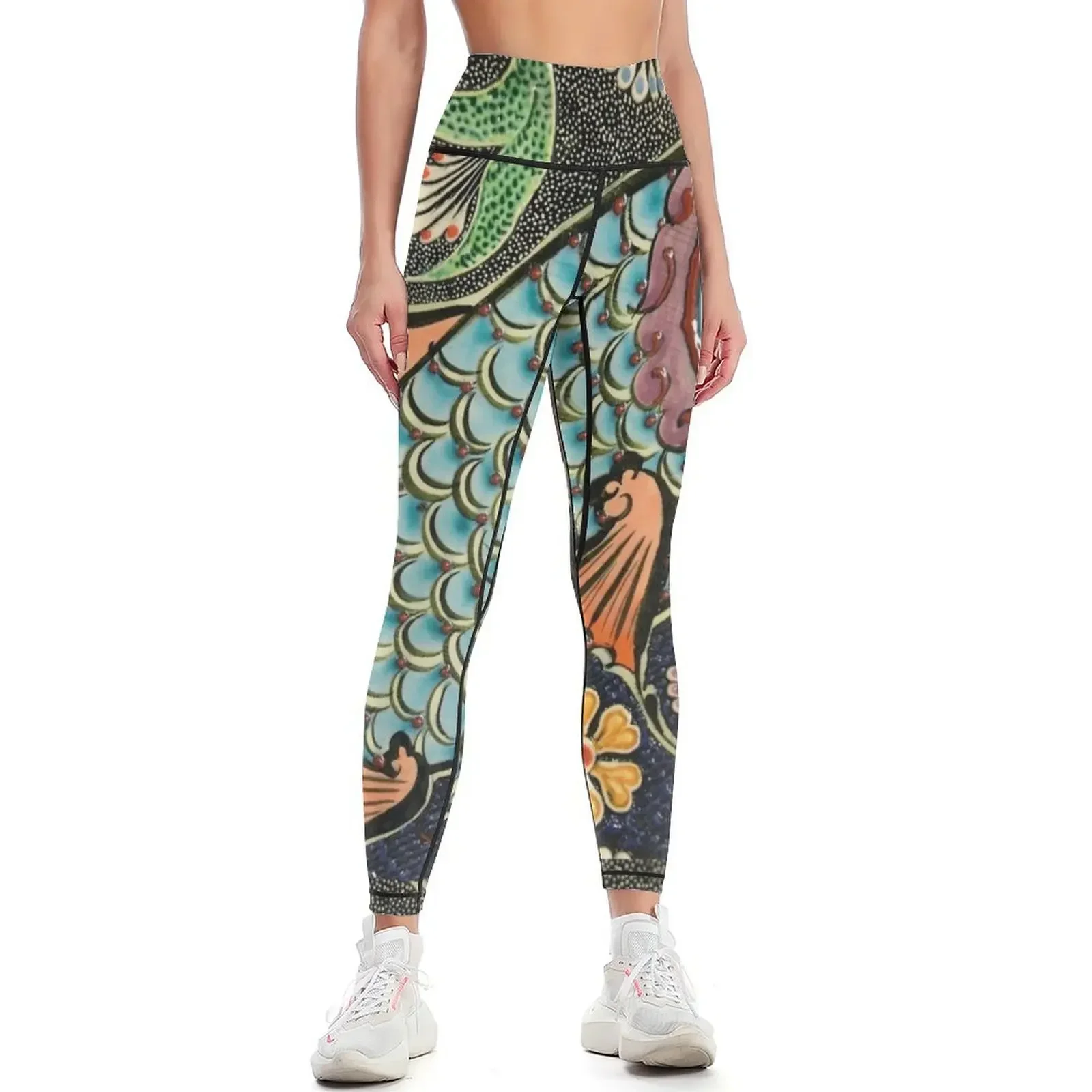 

Asian Style Art - Fish Leggings high waist sportswear for gym trousers sport set Womens Leggings