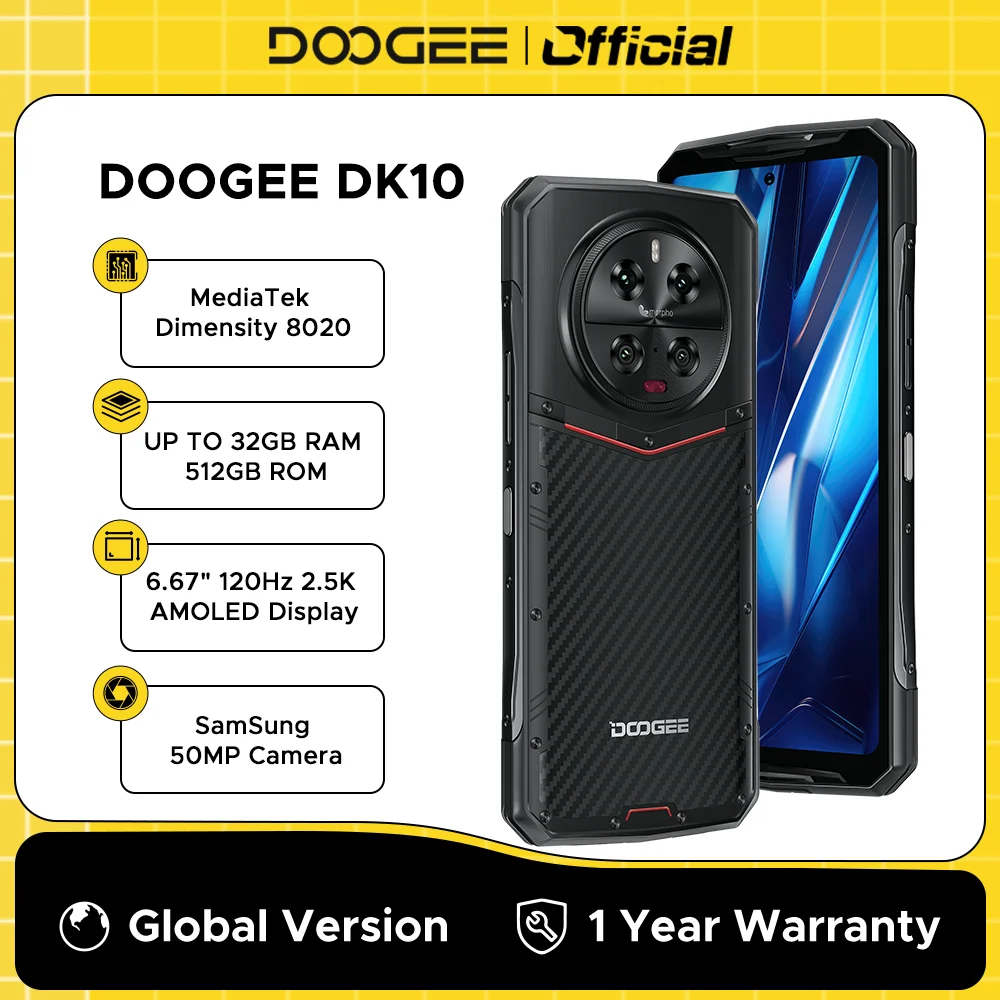 World Premiere DOOGEE DK 10 5G Dimensity 8020 Morpho Quad Camera 50MP Rugged Phone 6.67