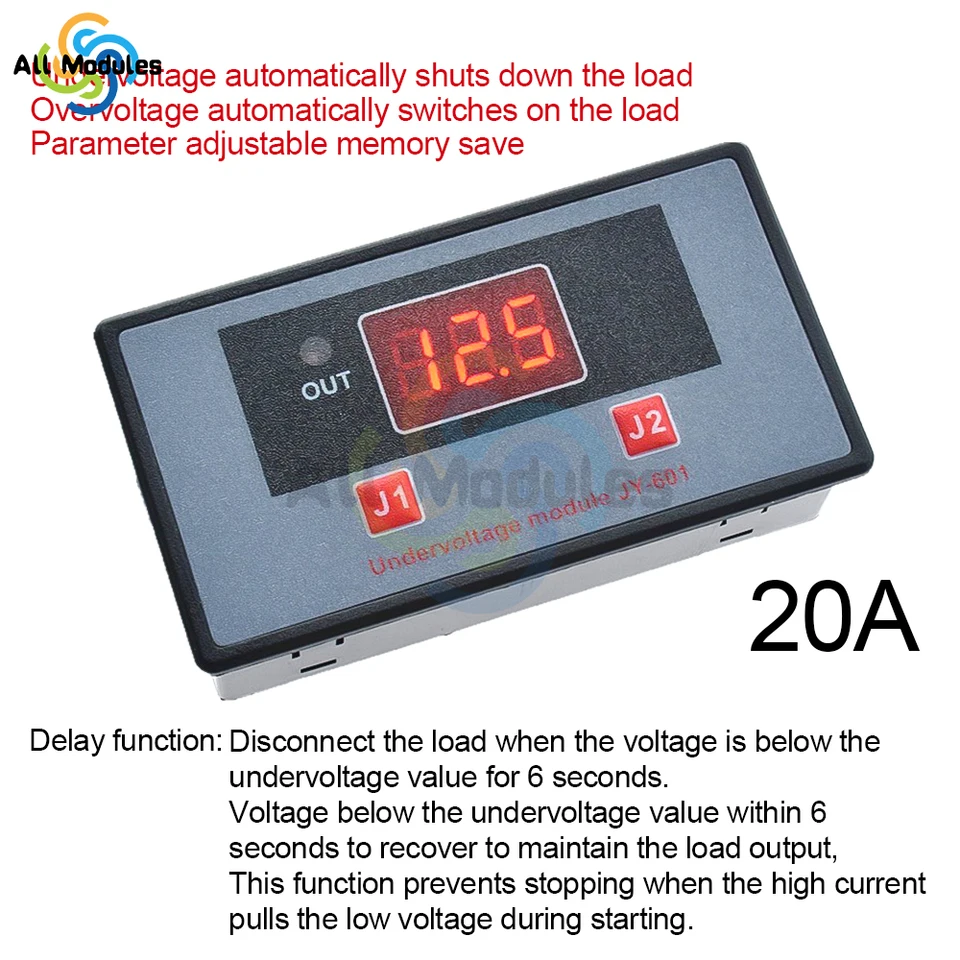 12V Battery Undervoltage Cut-Off Module – Automatic Low Voltage Switch With Adjustable Threshold, 10A Load, LED Indicator