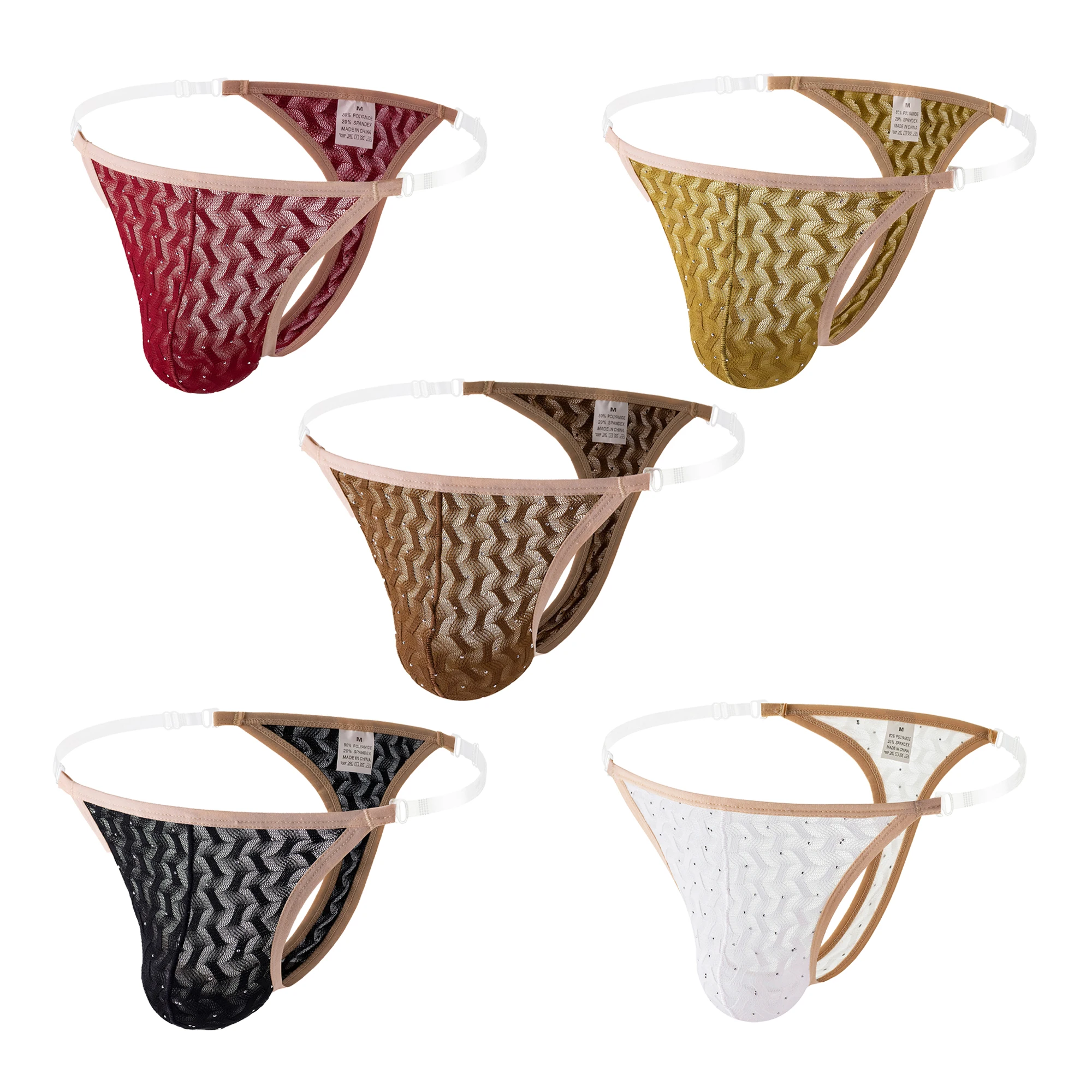 

Мужские сексуальные кружевные стринги со стразами и низкой талией, ультратонкие перспективные эротические трусы для геев, сетчатые дышащие удобные стринги, нижнее белье