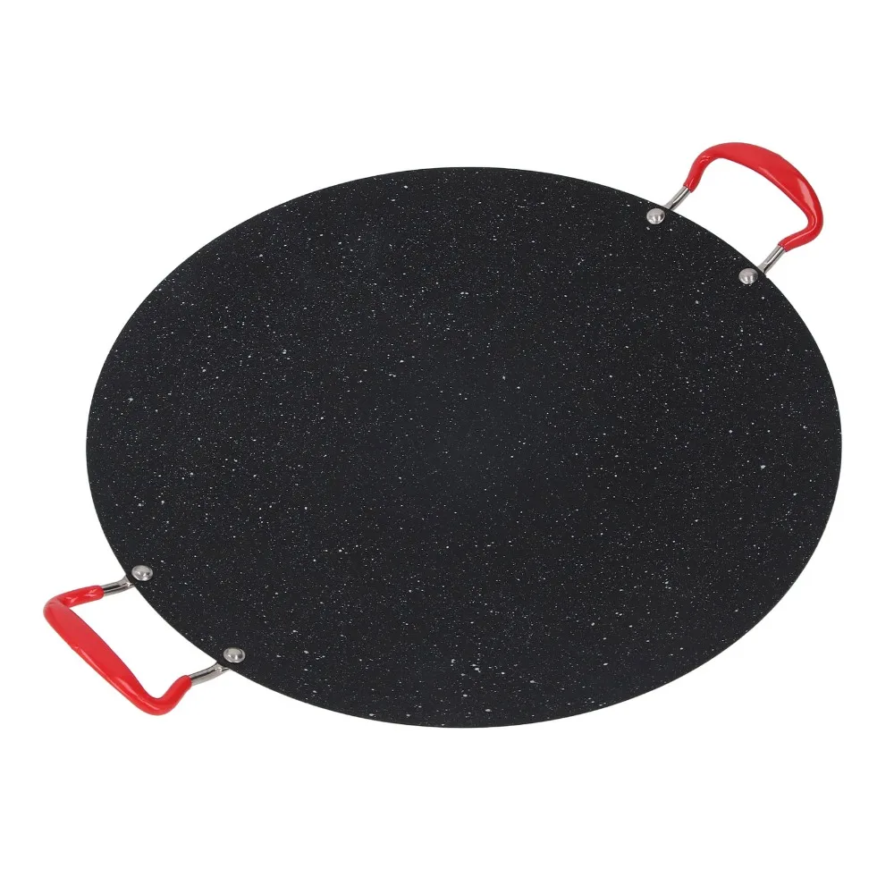 Leicht zu Reinigende Eisen-Grillpfanne Schwarze Ovale Form BBQ-Griddleplatte Gleichmäßige Erwärmung Antihaft-Teppan-Platte für Camping-Kochen