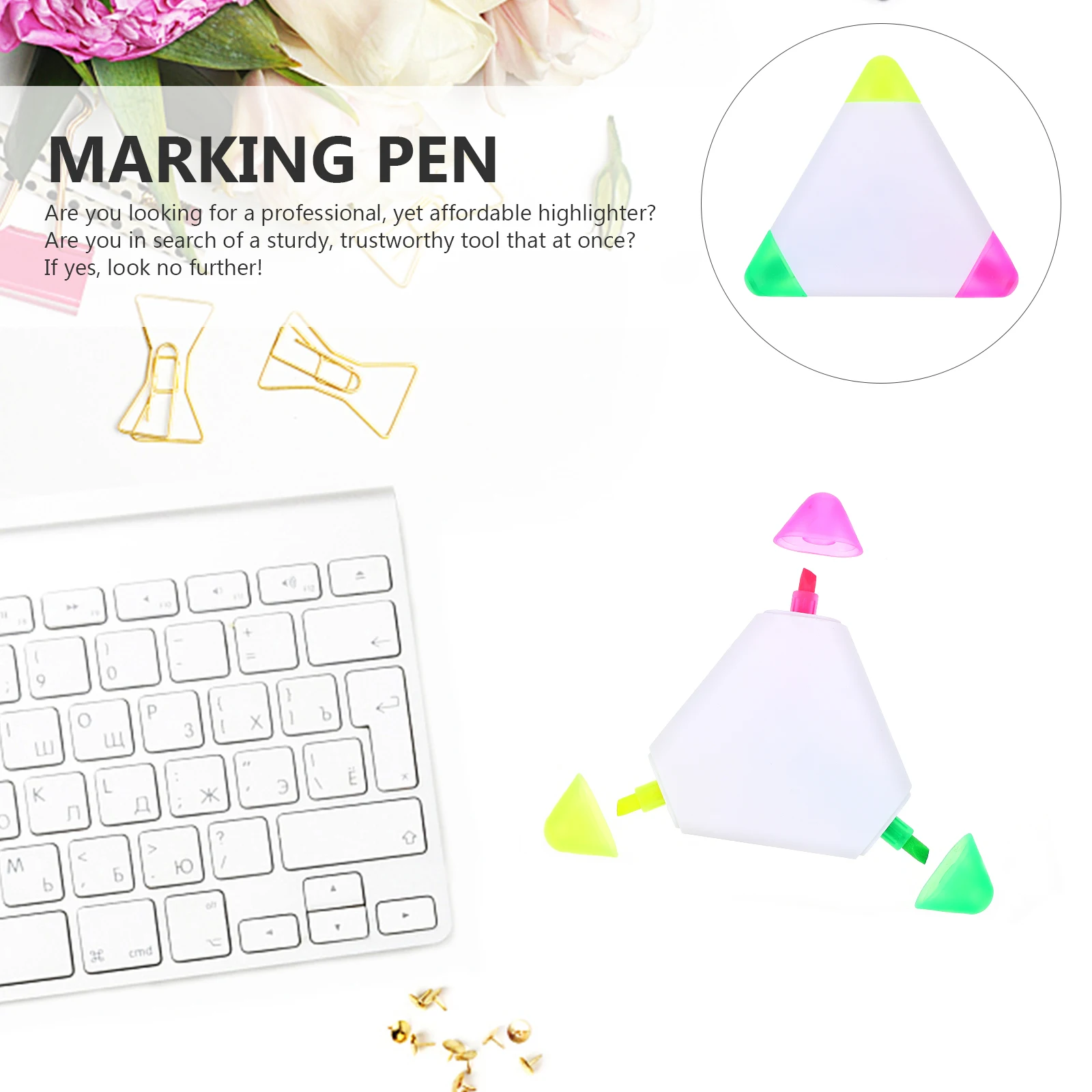 

5pcs Fluorescent Highlighter Pens Triangle Shape Color Marker For Students Office School Supplies Portable Marking Pen