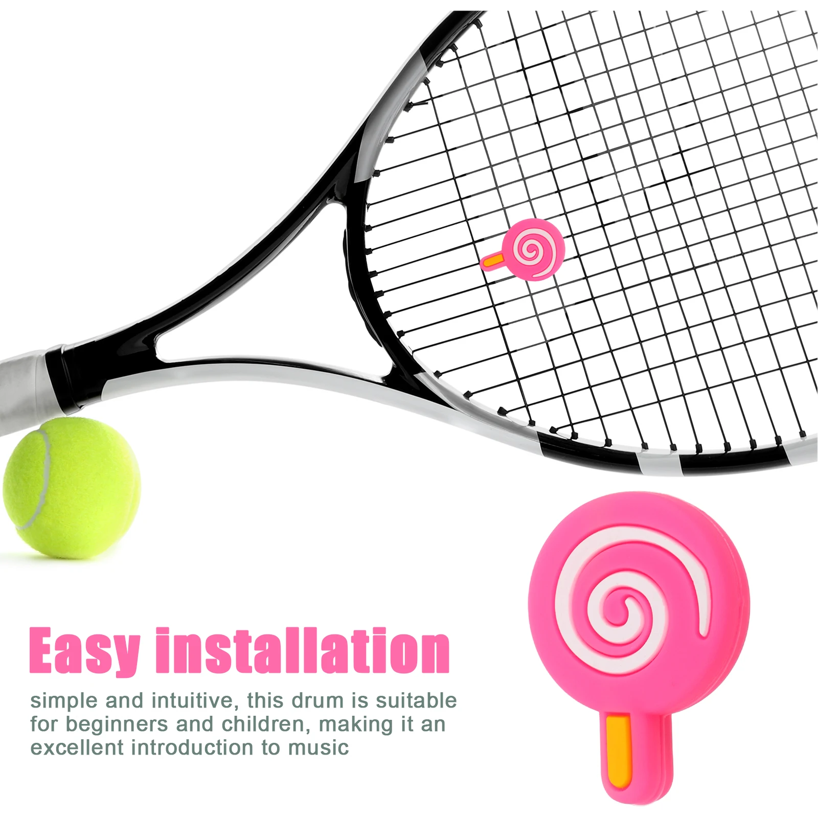 

4 Pcs Lollipop Tennis Racket Damper Cute Shock Absorbers for Racquet Vibration Reduction Comfort Silicone Accessories