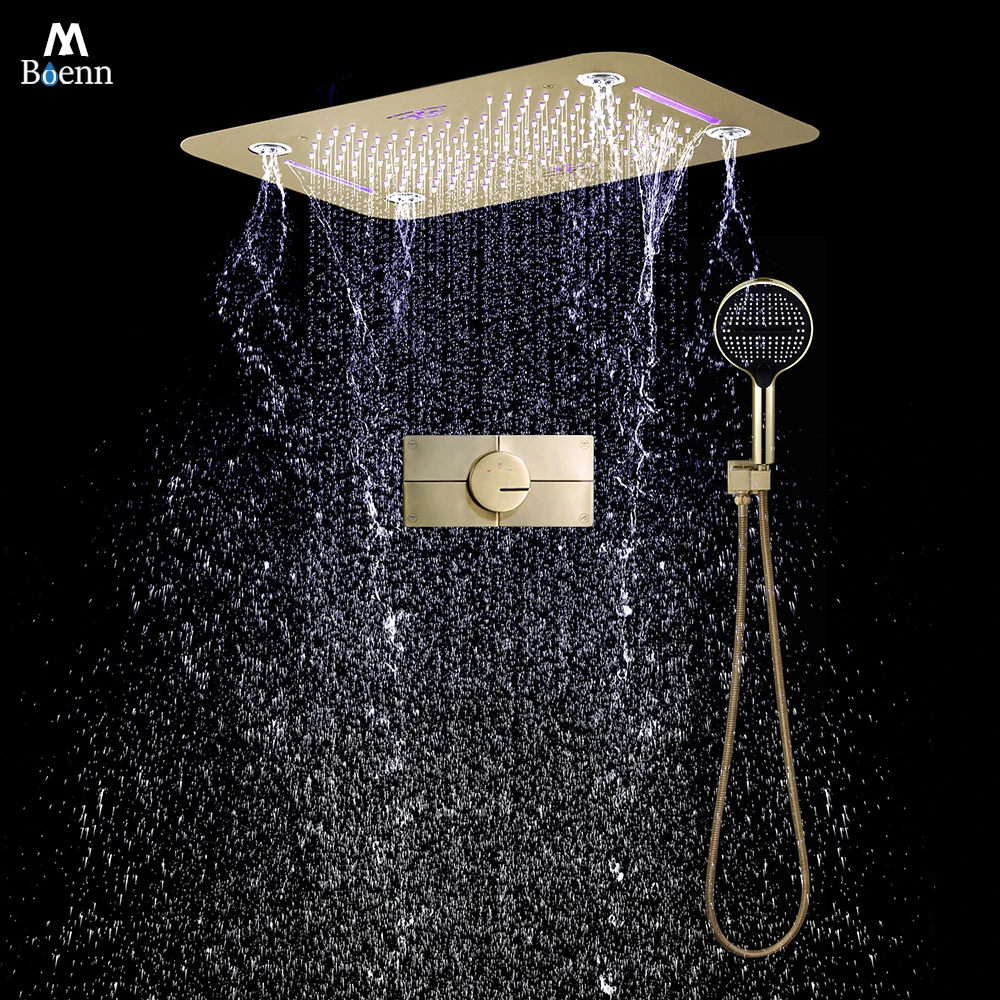 Luxury Romantic Shower System Set Bathroom Ceiling Massage Waterfall SPA Shower Heads Smart Showers Diverter Thermostatic Mixer