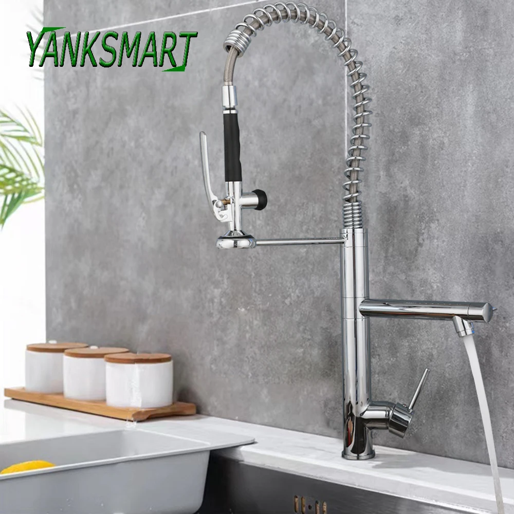 YANKSMART Spring Pull Down Kitchen Faucet Hands Free Sprayer Head With Lock Hot And Cold Tap 360 Swivel Spout Mixer Water Taps