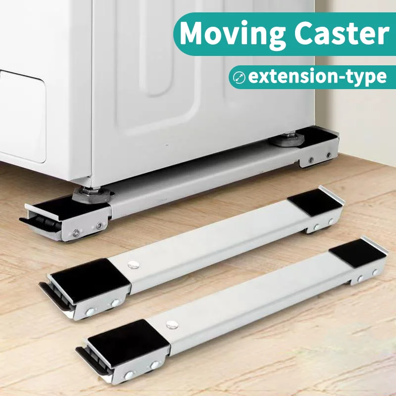 Heavy Duty 2PCS Mobile Roller Base Adjustable Refrigerator Washing Machine Stand Universal Wheels Furniture Moving Cart Dryer