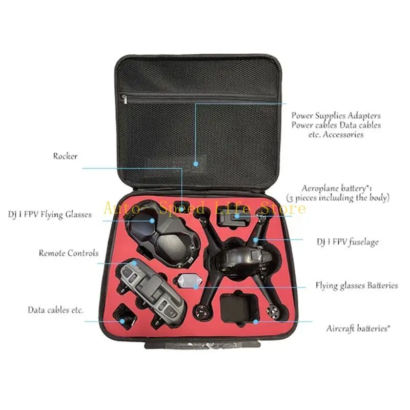 02DA Dual Zipper Storage for Goggles V2 PVC Carrying Bag Shockproof Protective Case Non-scratch Handbag Shell Box