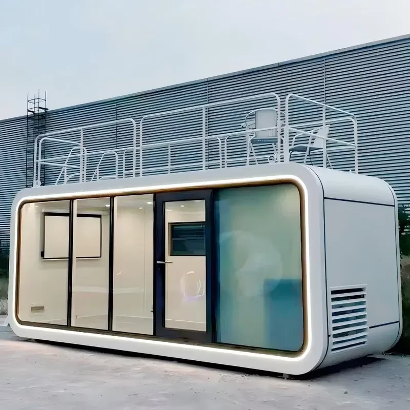 New Design Green House Park Homestay with Glass Wall Residential Building Steel Frame Modular Container Houses Cabin