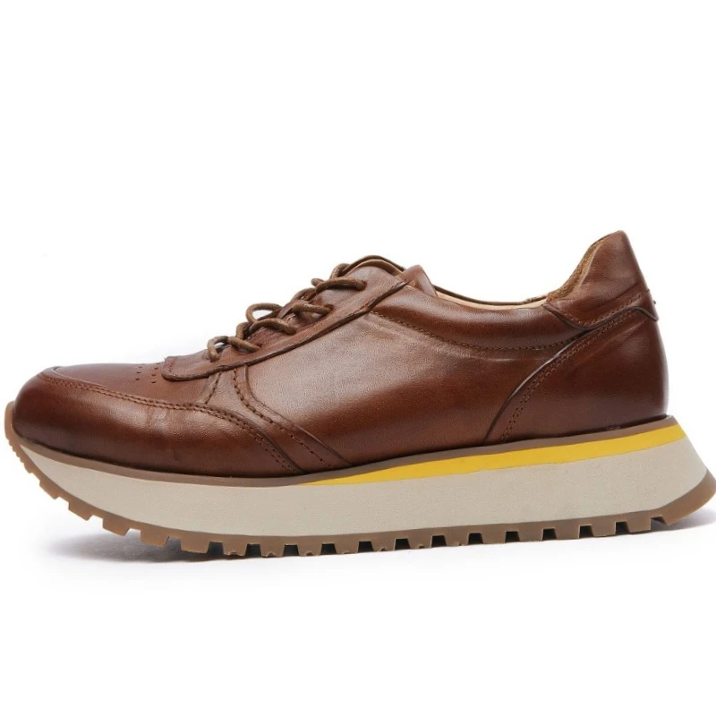 

Мужские легкие спортивные повседневные туфли из конской кожи, высококачественные, увеличивающие рост, дышащие, из натуральной кожи, сшитые, в стиле «папины туфли»