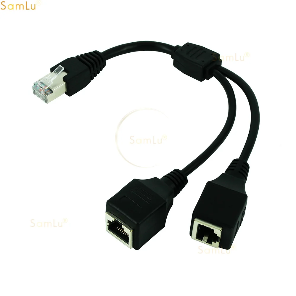 RJ45 1 Male To 2 Female Socket Port LAN Ethernet Network Splitter Y Stable Transmission Cat5e Cat5 Cat6 Easy Adapter Cable