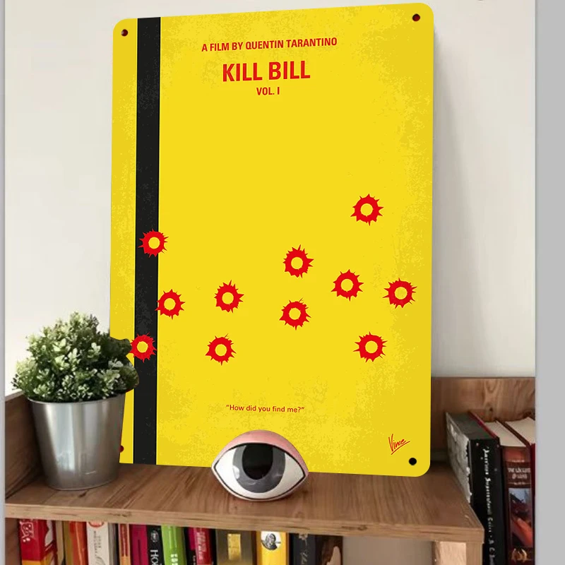 Kill Bill Vol. I Minimalist Movie Poster Metal Tin Sign Quentin Tarantino Film Art Decor for Home Theater