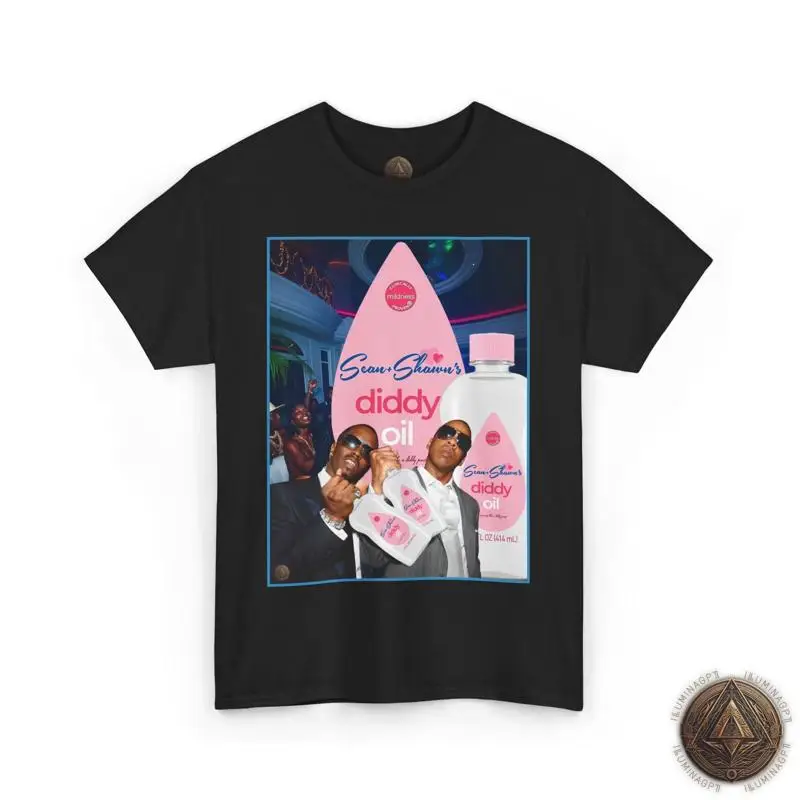 تي شيرت مضحك لحفلات Diddy Oil Launch، تي شيرت Jay-Z P Diddy Baby Oil، Sean & Shawn's