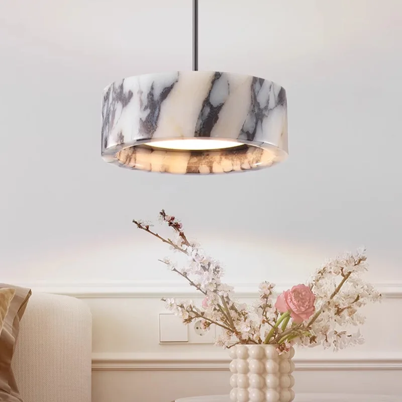 

Modern Artistic Mini Cord Pendant - Marble-Toned Lighting for Dining Table, Kitchen Island & Bedroom | Ambient Decor