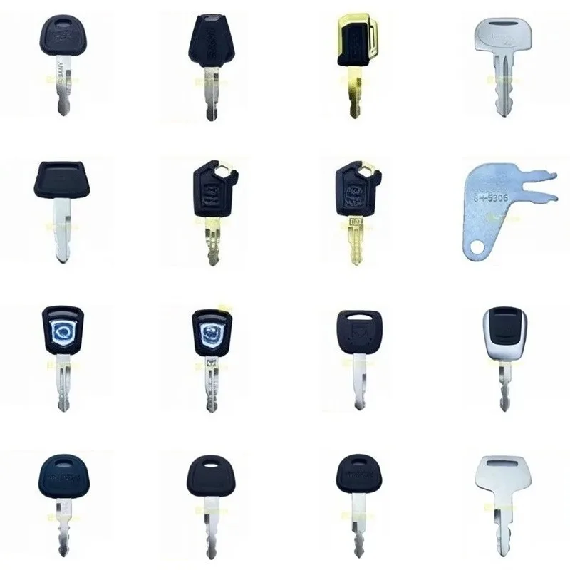 A complete set of universal ignition start door opening keys for excavators Sany XCMG Caterpillar Kobelco Liugong loaders