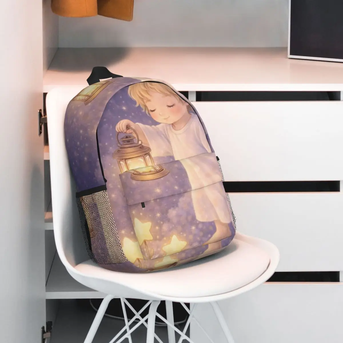 

Angel Sleeping In Cloud Design Backpack Student BookBag Kids School Bag Laptop Shoulder Bags for Men Women