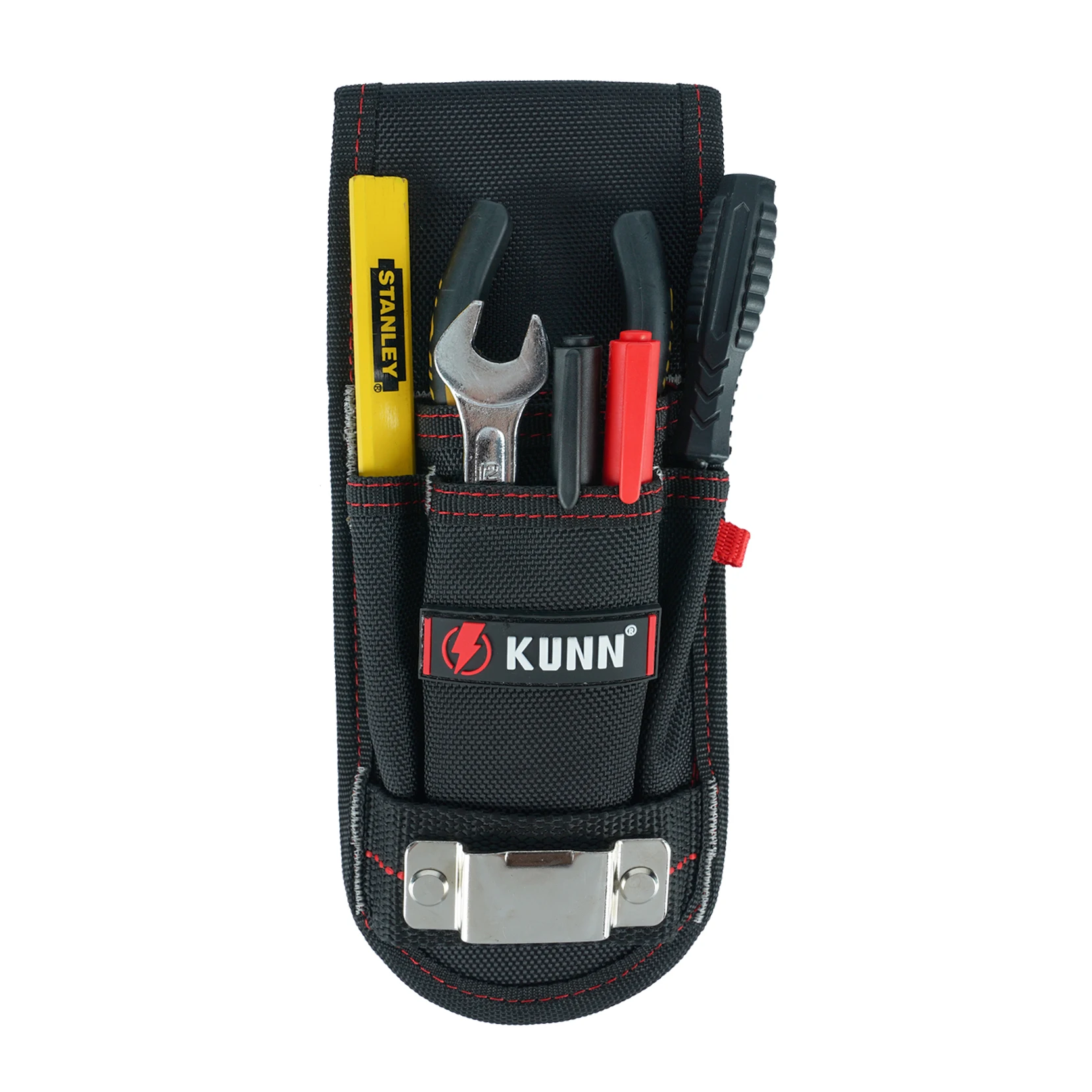 KUNN Small Tool Pouch with Belt Clip, Utility Tool Organizer with Tape Measure Holder, Electrician Tool Pouch for Belt