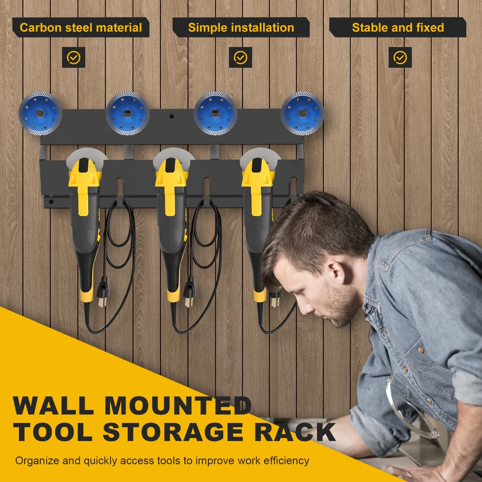 Soporte para amoladora angular, soporte para amoladora angular de acero al carbono, estante para amoladora angular versátil para herramientas de amoladora angular, discos de corte con solapa