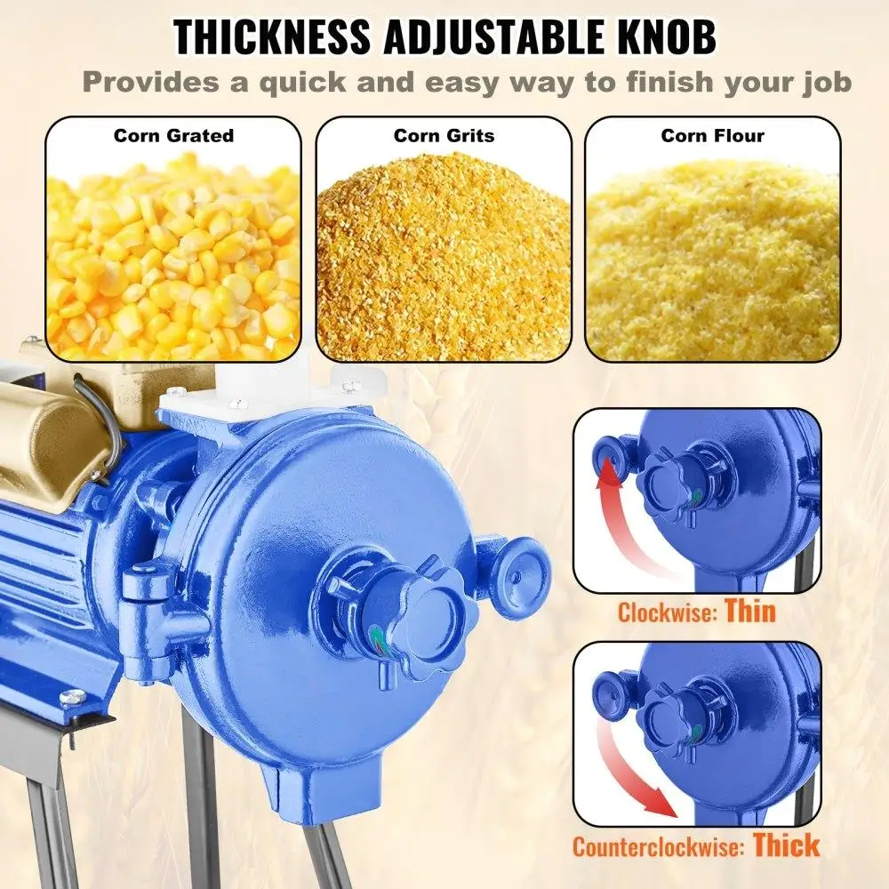เครื่องบดเมล็ดพืชไฟฟ้า 3000W สําหรับแป้งข้าวสาลีข้าวโพดและเครื่องบดแห้งธัญพืช