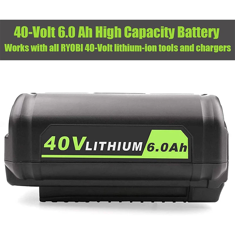 New 40V 6Ah Rechargeable Li-ion Battery Pack,for Ryobi 40 Volt Mower Collection Cordless Power Tools OP4040 Replacement Battery