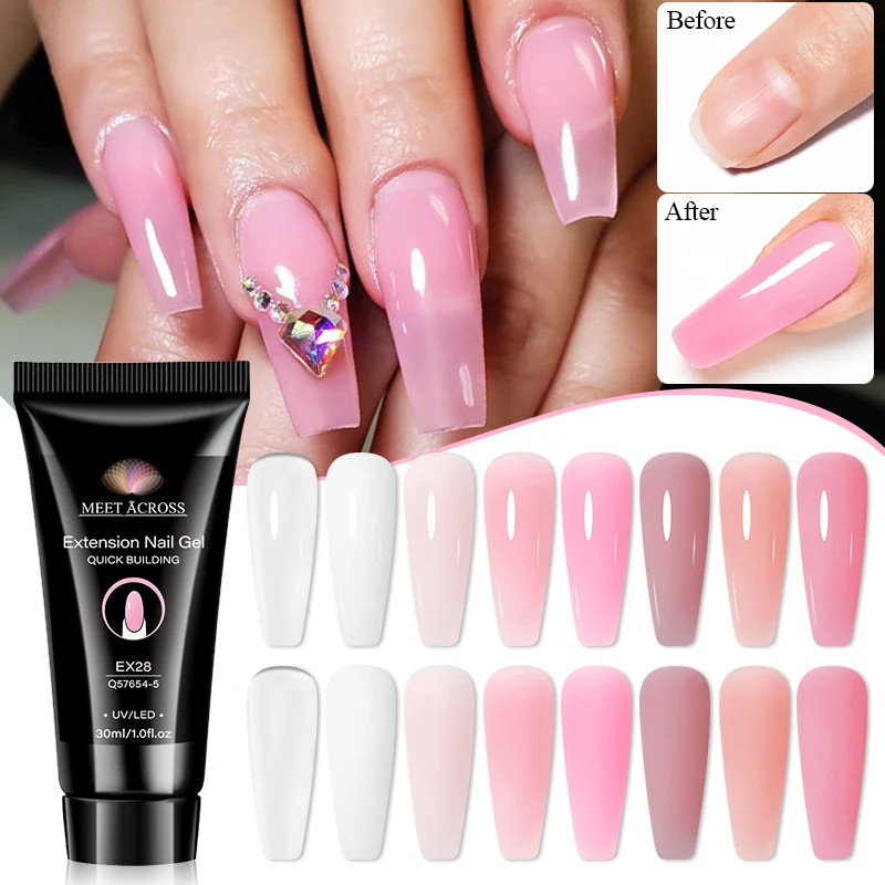 30ml Quick Extension Gel Nail Polish Clear Nude Pink Construct Hard Gel Acrylic UV Building Gel Varnish Finger Prolong Nails Art