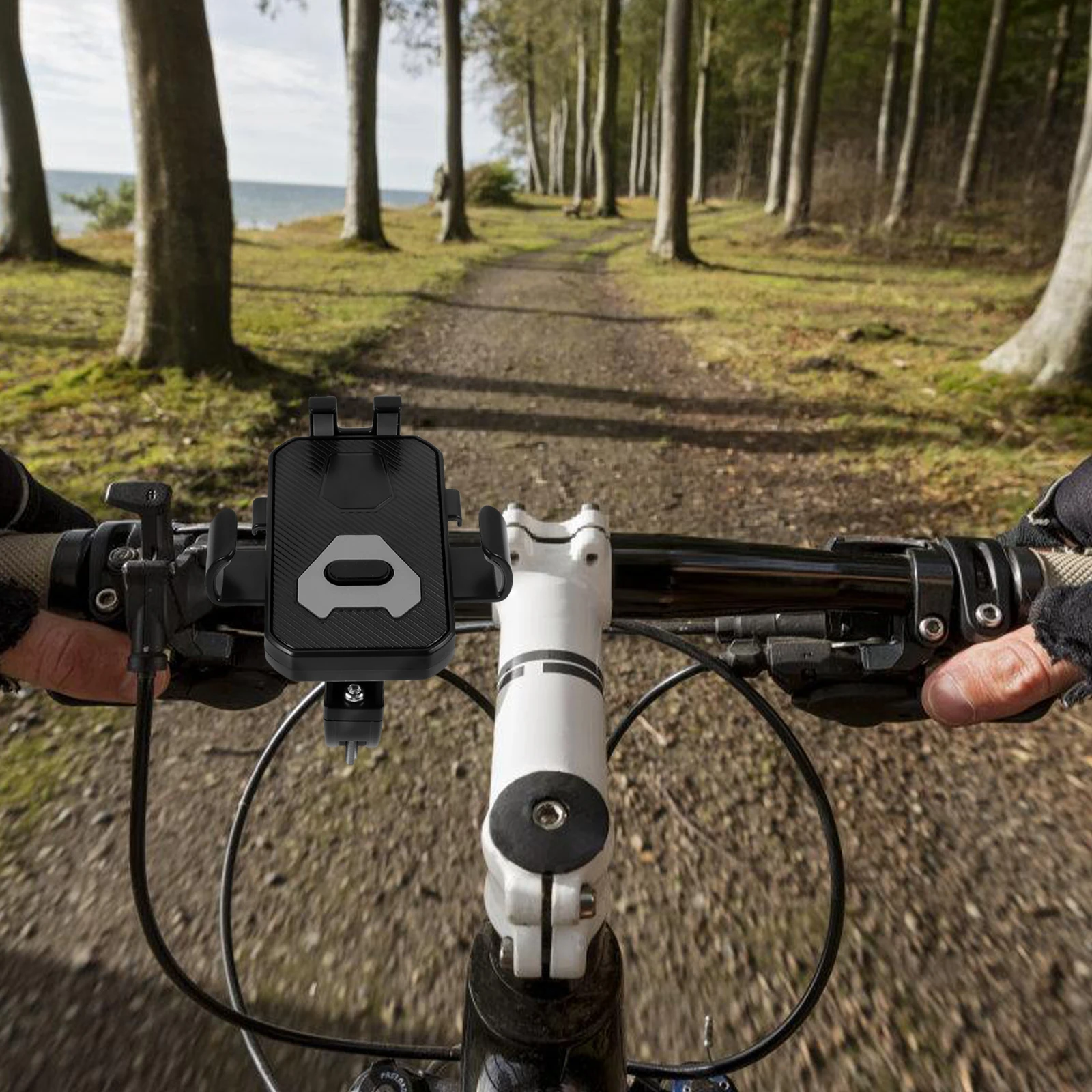

Phone Mount Holder Shockproof Mountain Bike Handlebar Bracket 360 Degree Rotation For Motorcycle Electric Bike Cycling