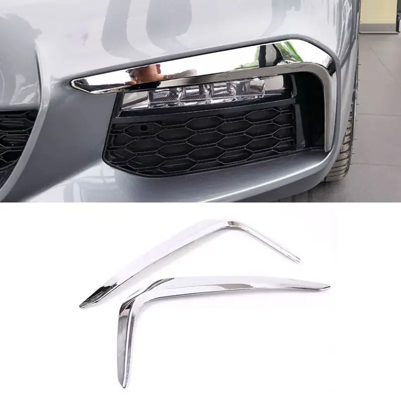 For BMW 5 Series G30 530liM 2018-2020 ABS Chrome Front Fog Light Lamp Cover Eyelid Eyebrow Decoration Strips Outer Foglight Trim