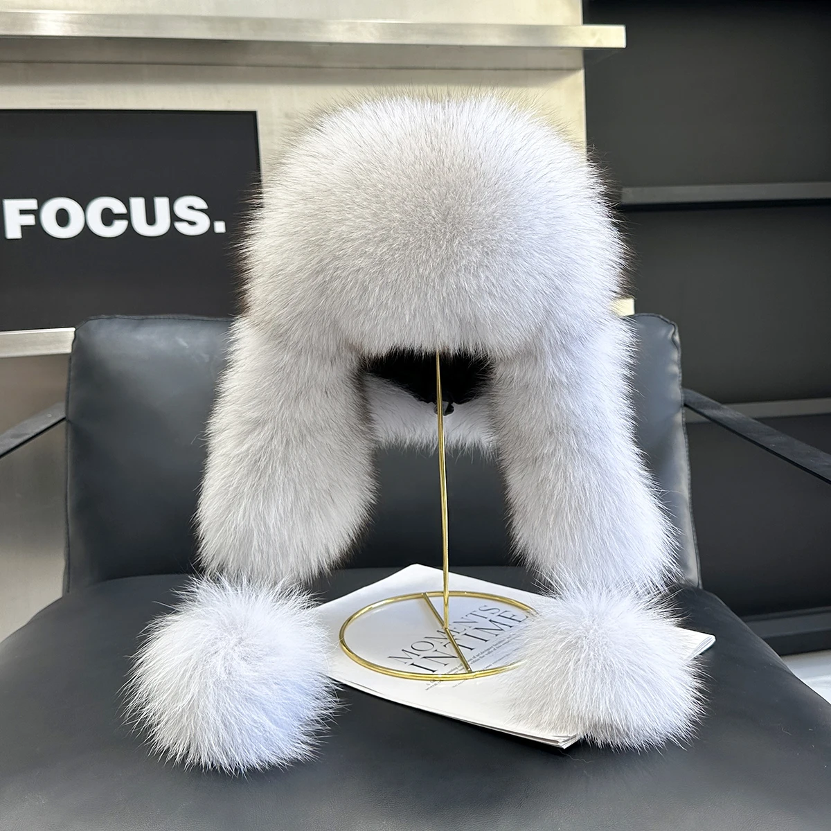 Women 100% Real Fox Fur Hat Women's Russian Ushanka Aviator Trapper Snow Skiing Hats Earflap Caps Winter Raccoon Fur Er Cap