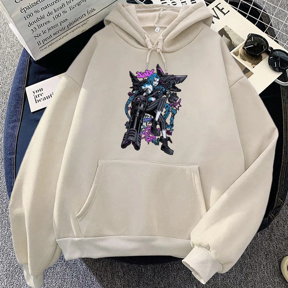 Women Hoodie Jinx  Arcane Game Printing Sweatshirts Hooded Winter Fleece Sudadera Mujer Casual LLong Sleeve Pocket Pullovers