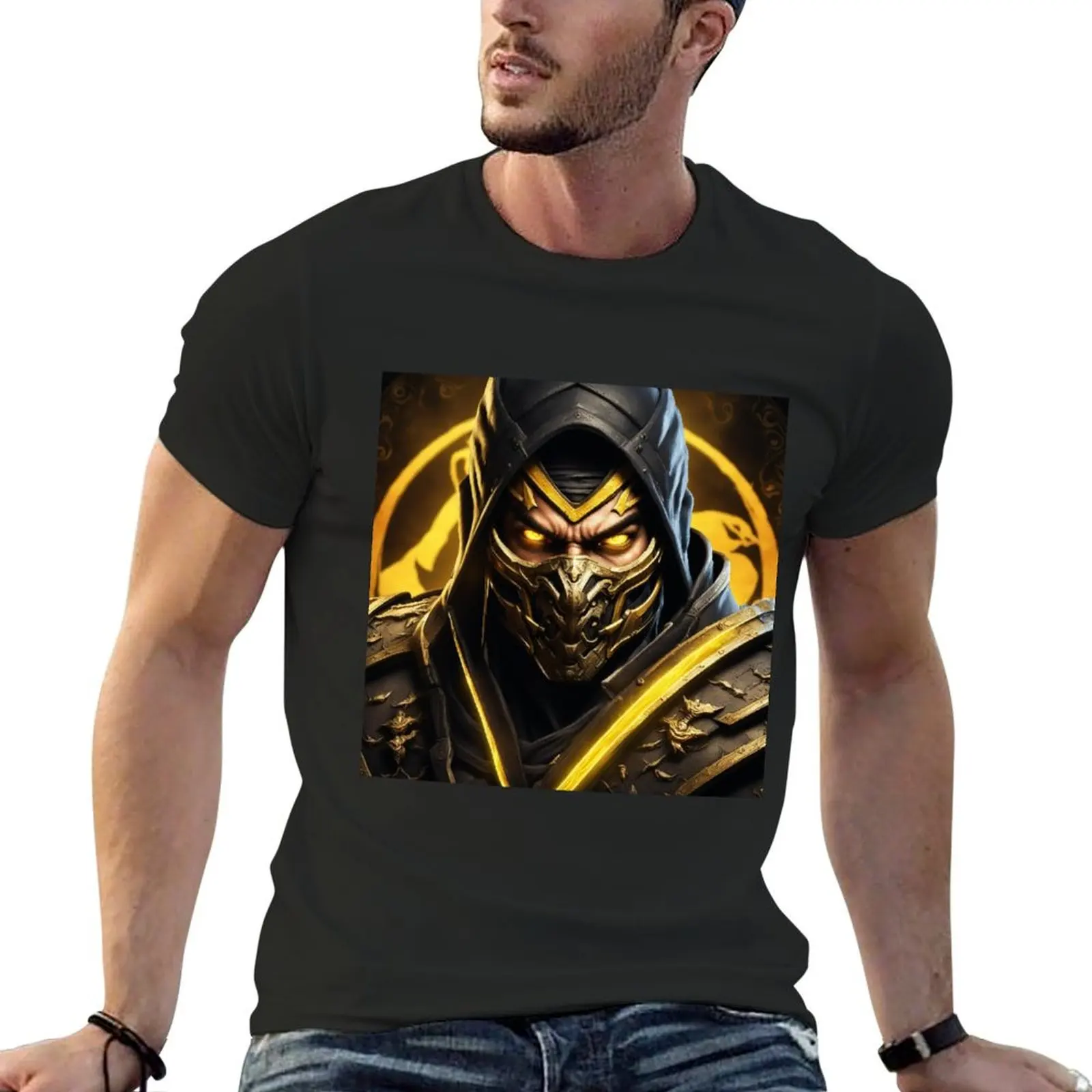 

Hanzo Hasashi as Scorpion Mortal Kombat T-Shirt customs anime figures hippie clothes customizeds Men's t-shirt