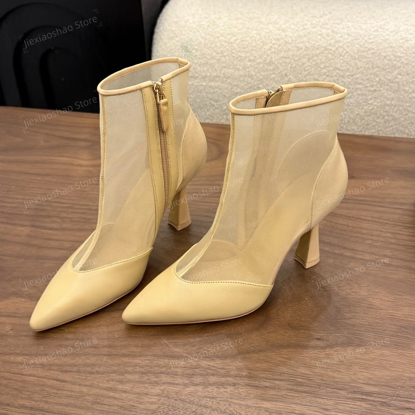 2026 New Collection Genuine Leather Pointed-Toe High Heel Ankle Boots Woman Short Boots Chelsea Boots Handmade Sapato Feminino