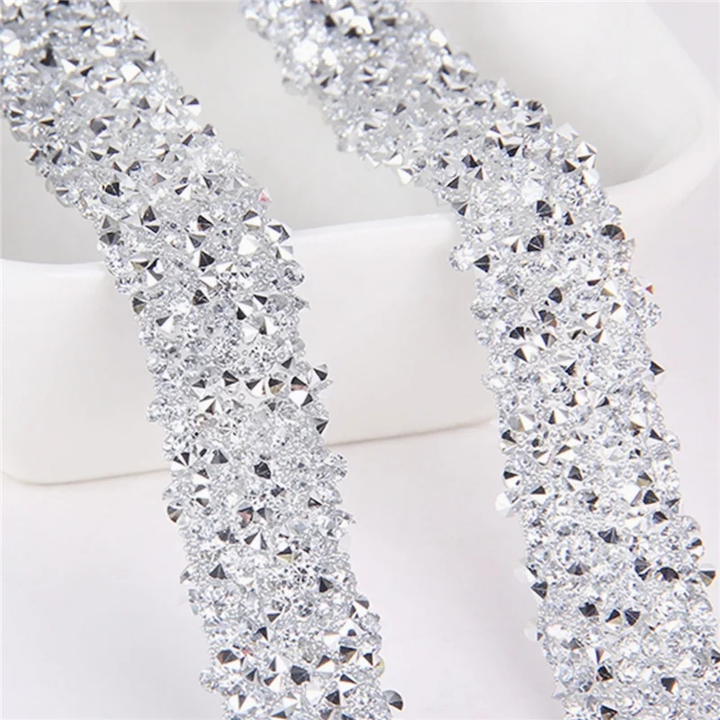 

2 метра самоклеящиеся цепочки из смолы с цирконием для шпильки 12 мм, имитация горного хрусталя, звенья цепочек, партия для ювелирных изделий своими руками