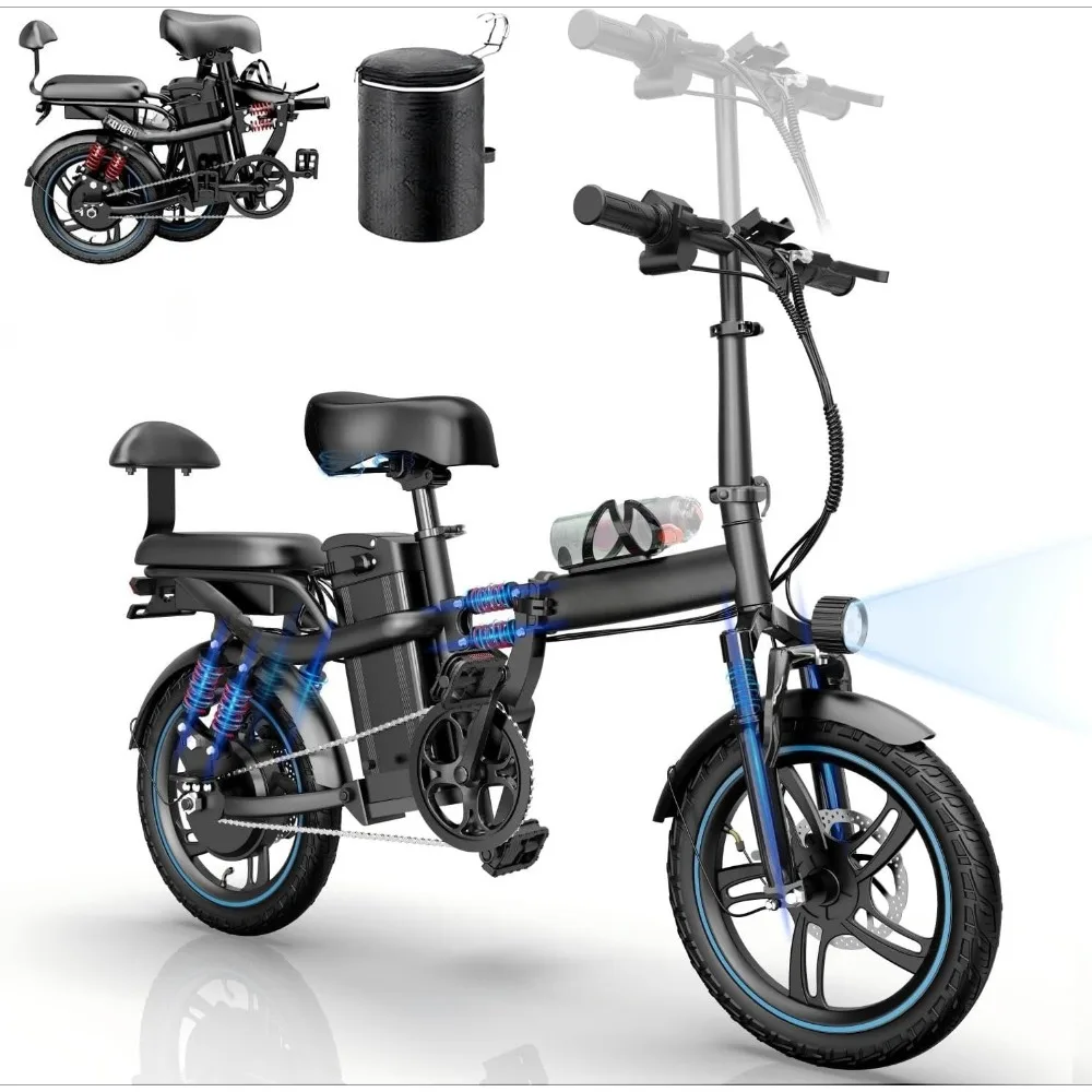 

Electric Bike for Adults, 16" Folding Fat Tire E-Bike with 750W/1000W Peak Motor, 48V Removable Battery, Up to 45/60 Miles Range