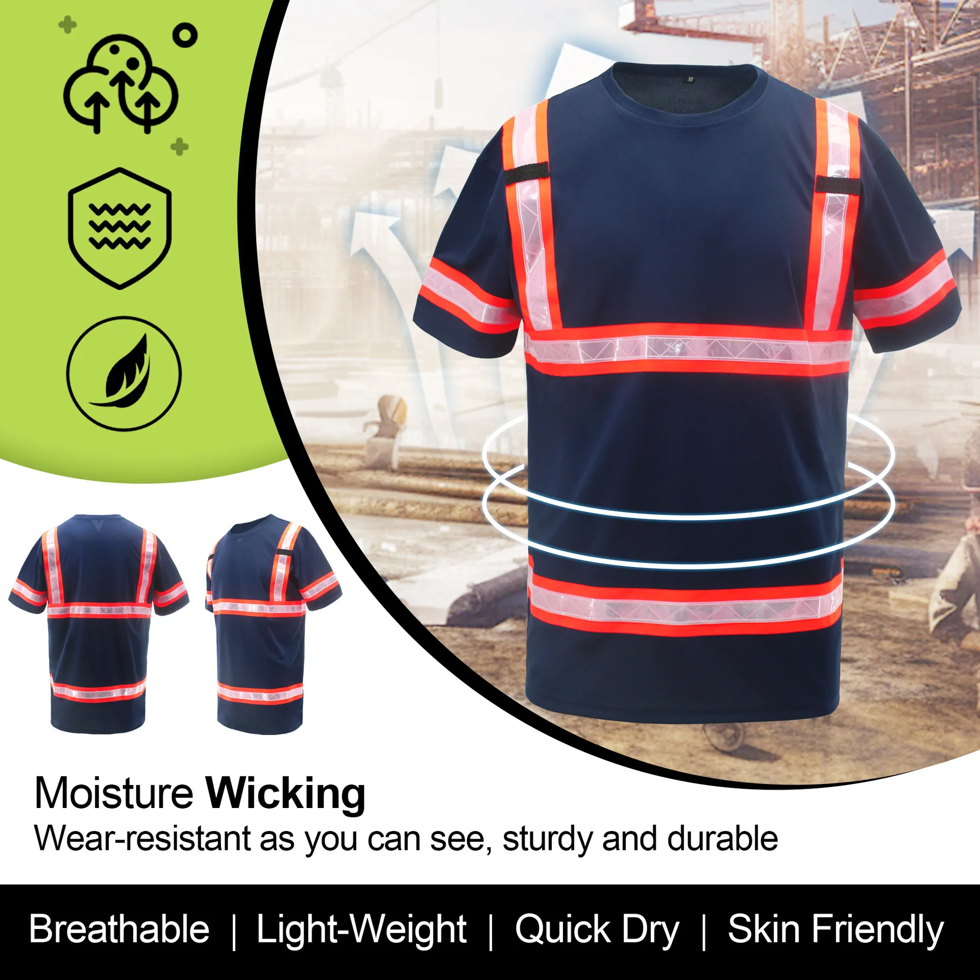 

Safety Clothing Reflective Safety Work T-Shirt Summer Casual Short-Sleeve Quick-Drying Mesh Fabric Outdoor Top