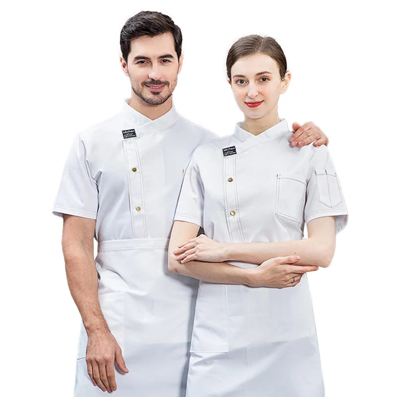 Chaqueta de cocina para hombre, ropa de trabajo de cocinero, restaurante, Hotel, Catering, uniforme, delantal de Chef, cafetería, panadería, camisa de camarero