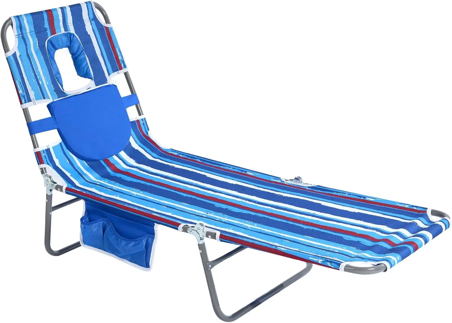 

Beach Lounge Chair with Backpack Straps, Reclining Camping Chair Lay Flat for Outdoor Picnic Lawn