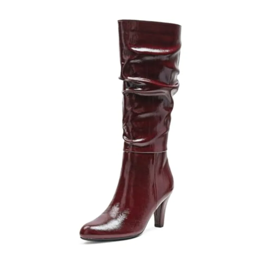 

Knee High Boots Women Stylish Boots High Heel Pointed Toe Side Zipper Fall And Winter Long Tall Boots for Womean