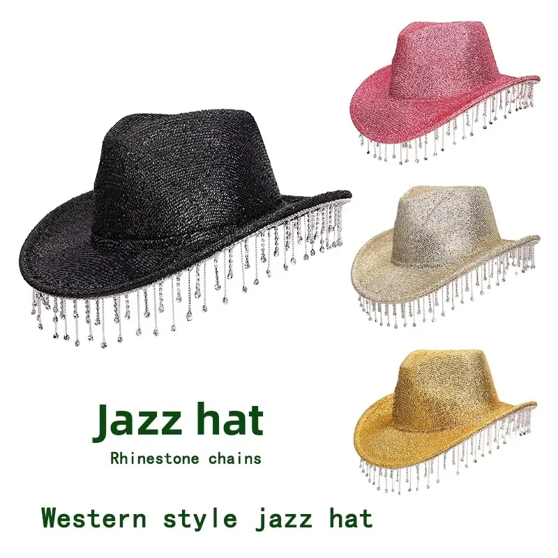 HongLuan Costume Hat Adult, Cowboy Hats Rhinestone for Woman, Cowboy Cosplay Female Accessories & Cowgirl Cap
