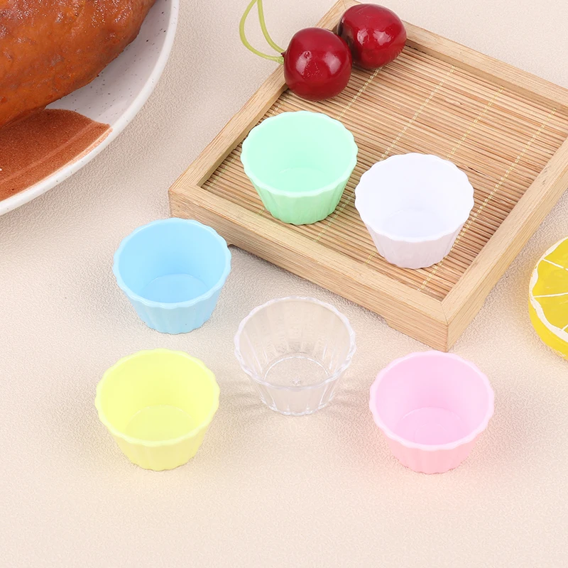 5Pcs Dollhouse Mini Egg Tart Cups Simulation Cake Cup Model Kitchen Accessories For Dolls House Decor Kids Pretend Play Toys