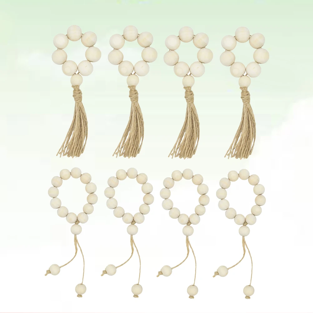 

8pcs Natural Wooden Bead Napkin Rings For Table Wedding Home Decoration Wood Napkin Buckles Handmade Dining Accessories