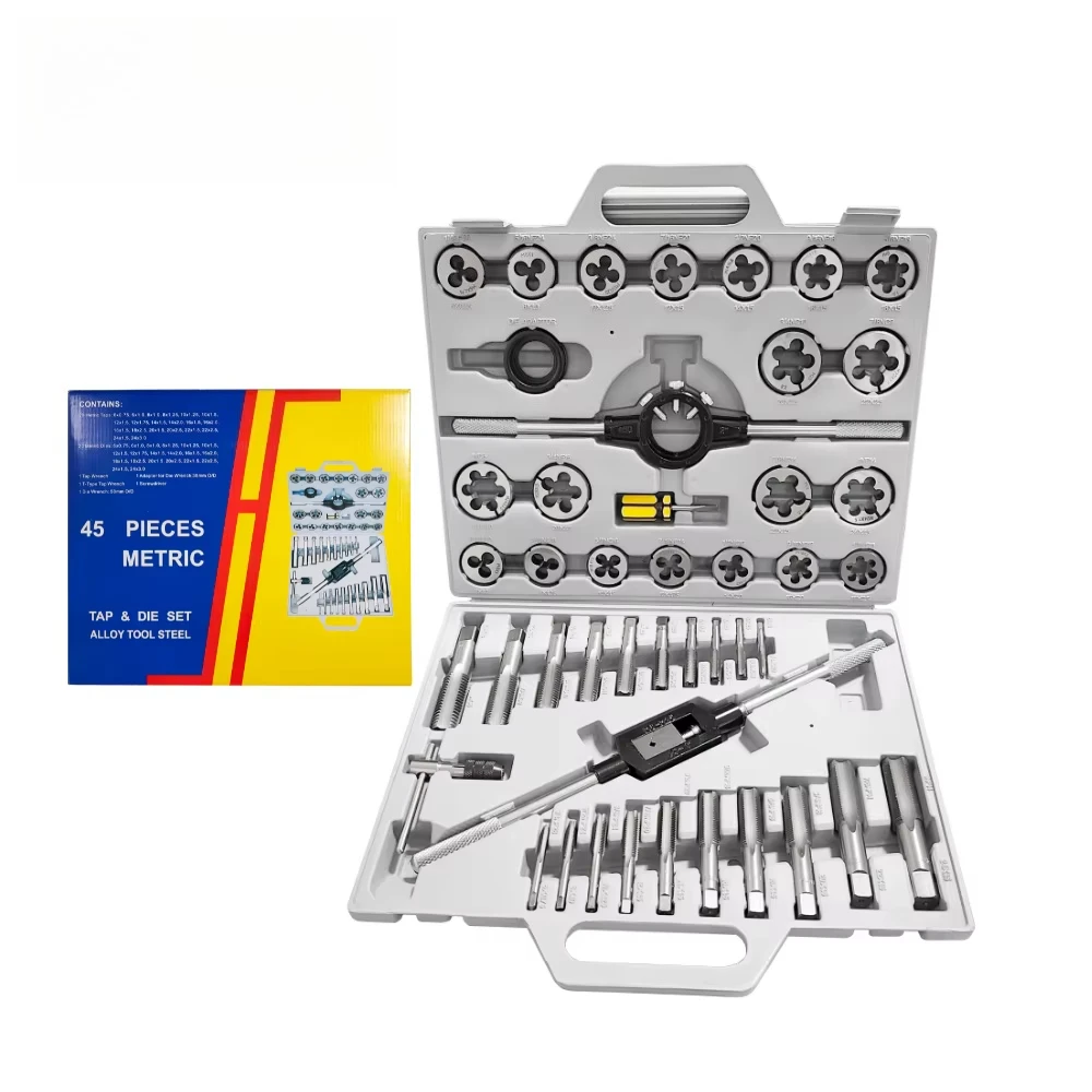 45 Pcs Metric Tap and Die Set, M6-M24, High-Carbon Alloy Steel for Threading and Re-threading Metal Threads