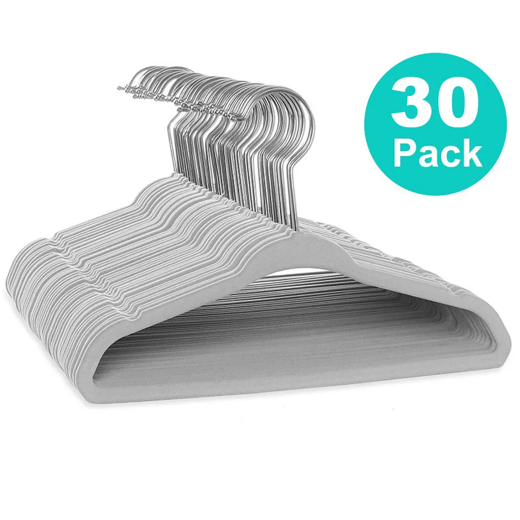 10/20/30pcs Baby Non-Slip Velvet Hangers Space Saving 360 Degree Swivel Hook Flocked Felt Kids Clothes Drying Rack Organizer