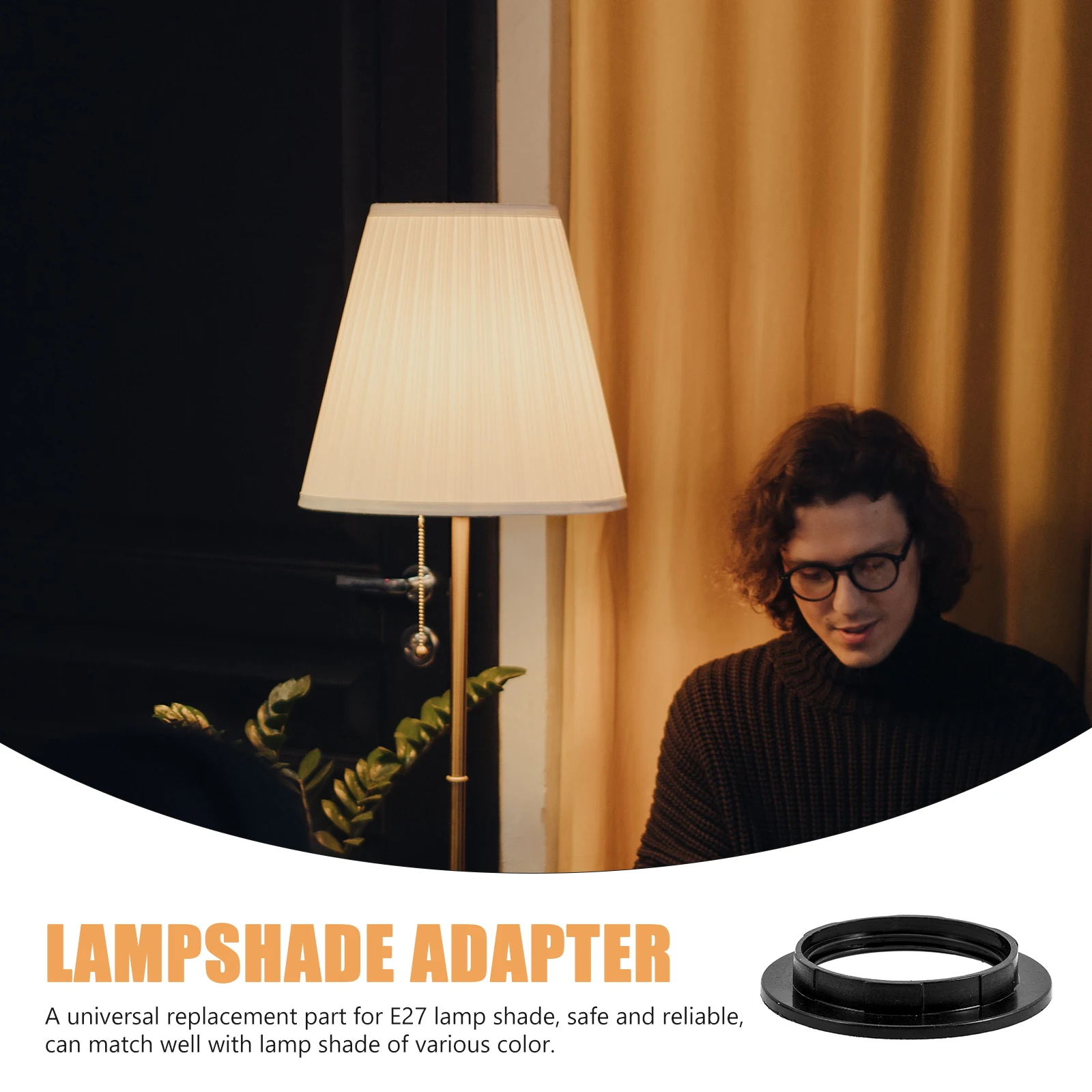 

Shade Ring Plastic Durable E27 Adapter for Table Floor Chandelier Parts Replacement Easy Install Long Lasting Not for Table