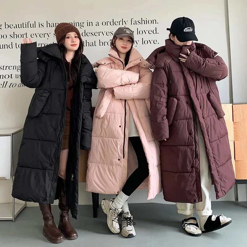 

Winter Jacket 2026 Korean Women Parka Big Hooded Overcoat Thick Warm Long Female Coat Casual Outwear Down Cotton Jacket Parkas