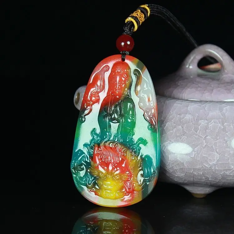New Color Three-dimensional Dragon Descending Guanyin Men's Necklace Outer Cover Pendant