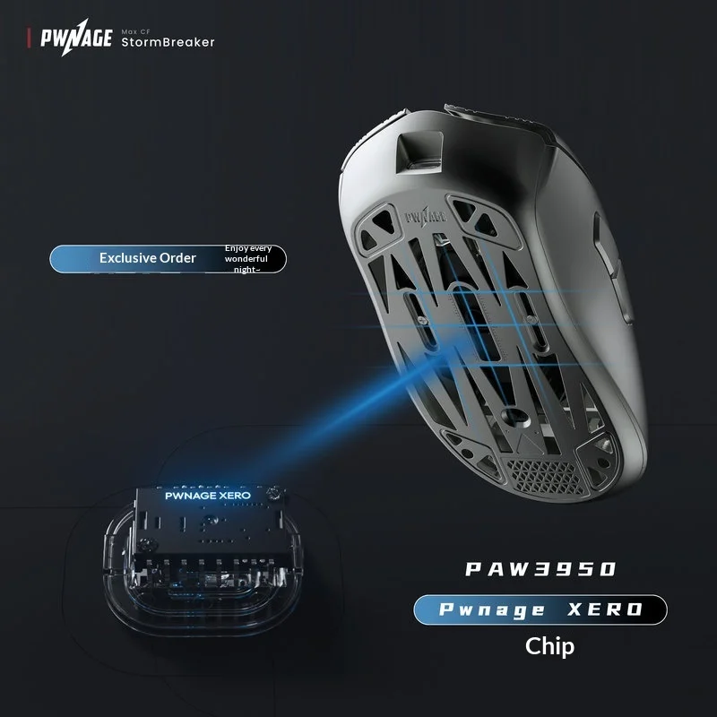 Pwnage Stormbreaker Max Cf Carbon Fiber 8k Wireless Gaming Mouse Paw3950 Pwnage Xero Chip Custom Hollow Design For Pc Gamers