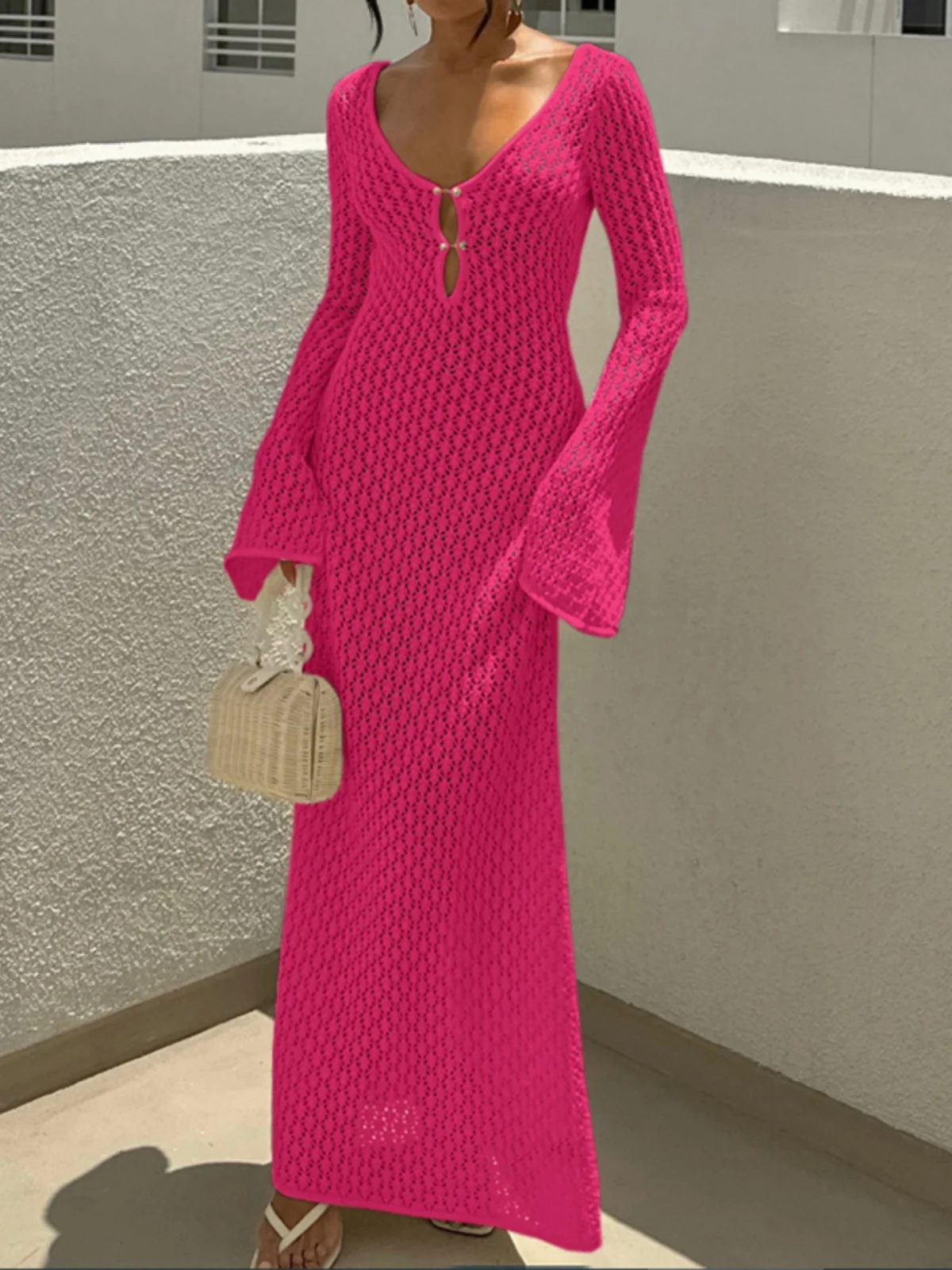 섹시한 V넥 롱 슬리브 드레스 여성 패션 드레스 슬림핏 디자인 2025 봄 컬렉션