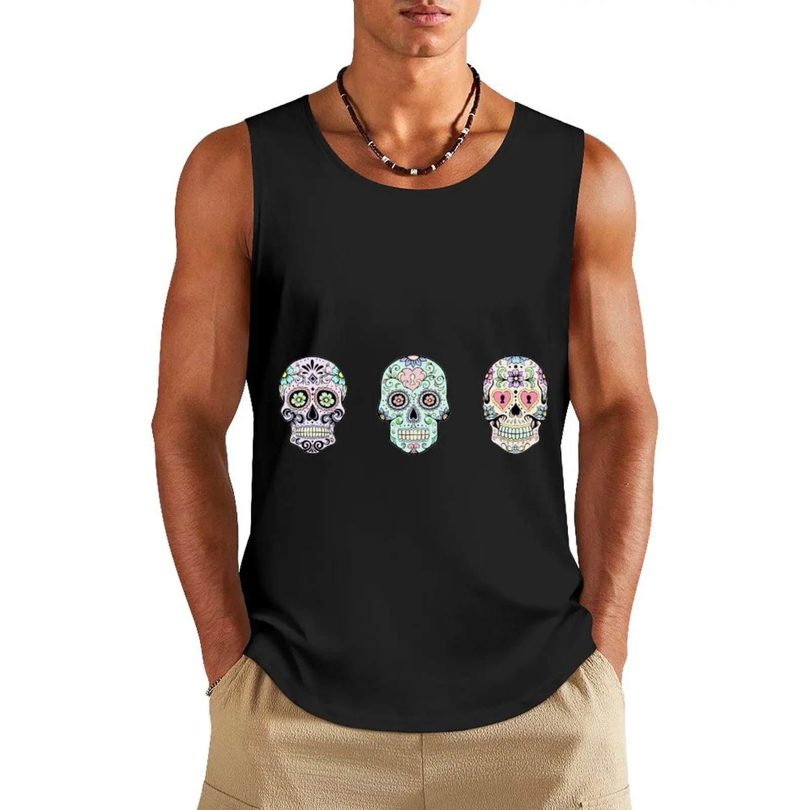 

Sugar skulls Tank Top Gym clothes men clothes Men's gym t-shirt